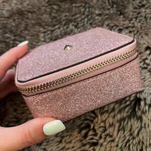 Kate Spade pink glitter travel jewelry case organizer
